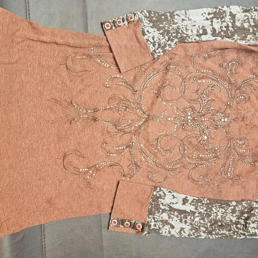 Miss Me Orange and Brown Embellished Top
